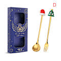 Miniatyrbilde 1 av 5: 4STK6STK Julegave lery Skjegaffelsett Elk Tree Dessert Sp Gold 2pcs