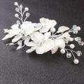 Miniatyrbillede 1 af 5: 2 stk Brude Krystal Perle Blomst Hårclips Hår Smykker Bryllup White 2pcs