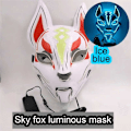 Pikkukuva 1 / 5: Anime Decor Fox Mask Neon Led Light Cosplay Mask Halloween Par Lake blue One Size