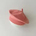 Modebebistickad Beret Hatt Solid Färg Barn Varm Dark pink