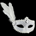 Miniatyrbilde 1 av 8: Fjærperlemaske Halloween-fest Maskerade Hvit Svart Øye M White