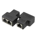 Miniatyrbilde 2 av 5: 1 til 2 LAN ethernet nettverkskabel RJ45 splitterpluggadapter Co Black 3.5x4.2cm