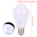 Pikkukuva 1 / 5: E27 PIR-liiketunnistinlamppu 5W 9W 15W LED-polttimo liiketunnistimella White light 9W induction
