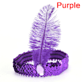 Miniatyrbild 1 av 5: Fjäder Flapper Paljett Charleston Klänning Kostym Dam Solid Mul Purple one size