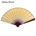 Miniatyrbillede 1 af 8: Stilful Håndholdt Fan Tomt Silke Klæde Foldbar Fan Fest Bryllup Yellow 10inch