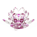 Miniatyrbild 1 av 5: 60 mm kvartskristall Lotus Flower Hantverk Glas Fengshui prydnad Purple one size