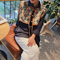 Miniatyrbild 4 av 8: Kvinnor broderad axelscarf Sjal Wrap Blommig skjorta Colla N7 one size