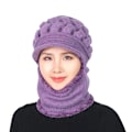 Pikkukuva 1 / 5: Talven lämmin naisten paksuuntuva tuulenpitävä pyöräilyhattu Neulottu Bea Light purple One size