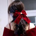 Miniatyrbilde 7 av 8: Elegant Fløyelsbue Hårklipp Båndsløyfe Hestehale Barrette H A2