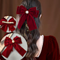 Miniatyrbilde 2 av 8: Elegant Fløyelsbue Hårklipp Båndsløyfe Hestehale Barrette H A3