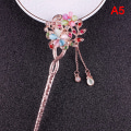 Pikkukuva 1 / 5: Kissansilmä Stone Hair Pin Double Flower tekojalokivihiuspuikko Multicolor A5