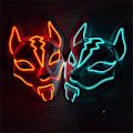 Pikkukuva 2 / 5: Anime Decor Fox Mask Neon Led Light Cosplay Mask Halloween Par Red One Size