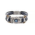 Miniatyrbillede 4 af 7: Lucky Eye Tyrkisk Onde Øje Armbånd Punk Multilayer Læder Ha onesize