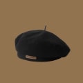Miniatyrbilde 1 av 8: Bomull Dame Berets Vinterluer Høst Vinter Street Åttekantet Black onesize