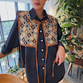 Miniatyrbilde 3 av 8: Kvinner Brodert Skulder Skjerf Sjal Wrap Floral Skjorte Colla N1 one size