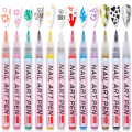 Miniatyrbillede 2 af 8: Nail Art Graffiti Pen UV Gel Polish Vandtæt Tegning Maleri White one size
