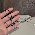 Miniatyrbillede 6 af 7: Sweet Cool Dame Halskæder Hot Punk Sort Zirkon Perle Lon onesize