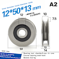 Miniatyrbild 1 av 8: 12*50*13mm spårhjul Metall U-spår ståltrådslyftning A2 A2