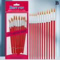 12 st målarpenslar Set Konst Rund Platt Hår Nylon Hår Målarpensel Red B