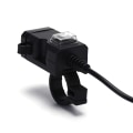 Pikkukuva 5 / 5: Vedenpitävä Dual USB 12V moottoripyörän ohjaustangon laturin liitäntä Black One Size