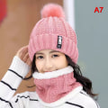 Pikkukuva 1 / 8: Talvineulottu huivihattu Set Paksu lämmin Skullies Pipot Hatut F A7 one size