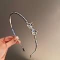 Miniatyrbillede 2 af 5: Rhinestone-hårbånd Bowknot-hårbøjle Krystal-hårclips Kvinder H Silver one size