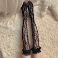 Miniatyrbillede 1 af 5: Lolita Blondestrømper Dame Lår Transparent Over Knæ Sokker J Black Onesize