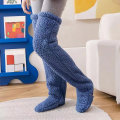 Miniatyrbillede 8 af 8: Over Knee High Fuzzy Long Socks Plysstrømper Benvarmere Vind Gray one size