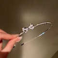 Miniatyrbillede 1 af 5: Rhinestone-hårbånd Bowknot-hårbøjle Krystal-hårclips Kvinder H Silver one size