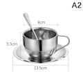 Miniatyrbillede 1 af 8: Kaffekop dobbeltlags varmbestandig kaffekopsæt rustfrit Silver A2