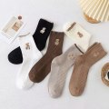 Pikkukuva 3 / 5: 5Pairs Naisten keskiputkisukat Sarjakuva karhusukat Talvi High To Multicolor 5Pcs