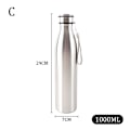 Miniatyrbilde 1 av 8: 650-1000 ml bærbar utendørs vannflaske Rustfri enkeltvegg Silver 1000ml