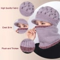 Miniatyrbilde 4 av 5: Vinter Varm Dame Tykking Vindtett Sykkellue Strikket Bea Light purple One size