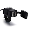 Pikkukuva 2 / 5: Vedenpitävä Dual USB 12V moottoripyörän ohjaustangon laturin liitäntä Black One Size