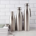 Miniatyrbilde 4 av 8: 650-1000 ml bærbar utendørs vannflaske Rustfri enkeltvegg Silver 1000ml