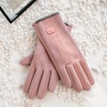 Miniatyrbild 1 av 8: Vintertjocka Plåsterhandskar för Kvinnor - Mode, Varma, Mocka, Utomhus Pink