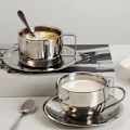 Miniatyrbillede 3 af 8: Kaffekop dobbeltlags varmbestandig kaffekopsæt rustfrit Silver A2