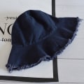 Miniatyrbillede 1 af 5: Brevtryk Bucket Cap Mænd Kvinder Unisex Banana Hat Bob Caps Hej Navy blue One Size