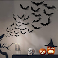 Pikkukuva 3 / 8: 12 kpl Halloween-koristetta 3D musta PVC-lepakko Halloween-juhlat one size