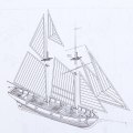 Miniatyrbillede 6 af 8: 1:100 Halcon træ sejlbåd Model DIY Kit Skibssamling De A one size