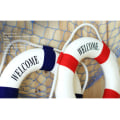 Miniatyrbilde 8 av 8: Velkommen ombord Nautical Life Lifebuoy Ring Boat Wall Hanging Ho Red 25cm