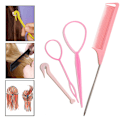 Pikkukuva 1 / 8: 4kpl/ set French Braid Tool Loop elastiset hiusnauhat kammat ha Pink onesize