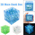 Miniatyrbillede 1 af 5: 3D Cube puslespil penge labyrint bank spare mønt samling æske Random Color 3Pcs