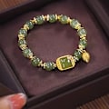 Miniatyrbilde 4 av 7: Stil Imiterer Hetian Jade Armbånd Kvadrat Sukker Lotus Perler One Size