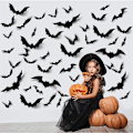 Pikkukuva 2 / 8: 12 kpl Halloween-koristetta 3D musta PVC-lepakko Halloween-juhlat one size