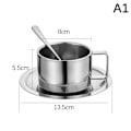 Miniatyrbillede 1 af 8: Kaffekop dobbeltlags varmbestandig kaffekopsæt rustfrit Silver A1