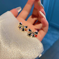 Miniatyrbild 5 av 7: Rhinestone Bowknot Stud örhängen för kvinnor Personlighet Unik D onesize