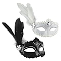 Miniatyrbillede 2 af 8: Fjerperlemaske Halloween Fest Maskerade Hvid Sort Øje M White