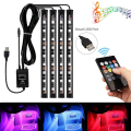 Pikkukuva 1 / 5: 4x 9LED RGB auton sisäilmatunnelma Jalkatilan nauhavalo USB Ch Black One Size