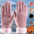 Miniatyrbild 3 av 8: Varm Mocka Handske med Sammet Foder för Höst och Vinter Pink